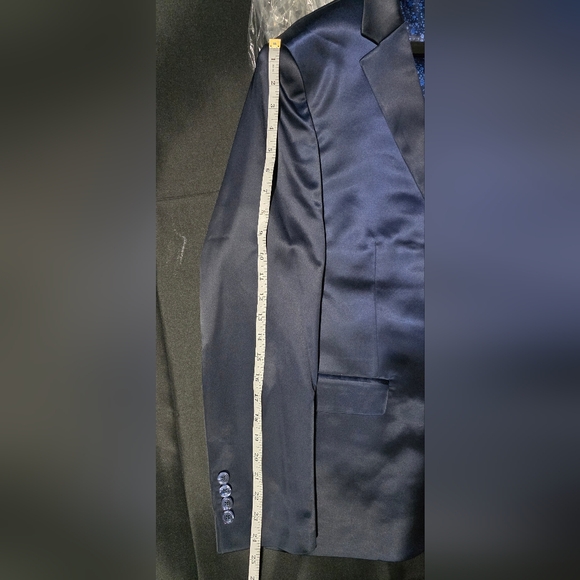NEW Egara Skinny Fit Shiny NAVY FULL Suit JACKET AND PANTS 40S 32X32